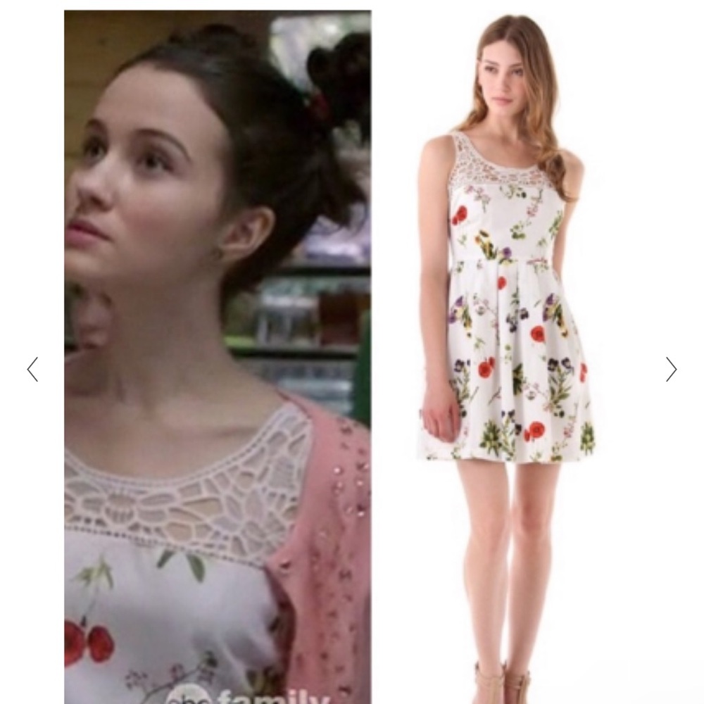 BB Dakota Dress White with Poppy Flowers sz 0